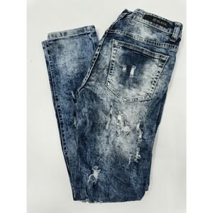 Men's Black Distressed Acid Wash Skinny Jeans Size 30x32